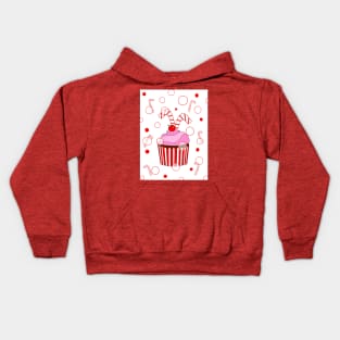 RED Festive Christmas Cupcake With Candy Canes Kids Hoodie